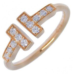 TIFFANY&Co. T wire Ring K18 Pink Gold/diamond #3.9(US Size) 2.2g Women